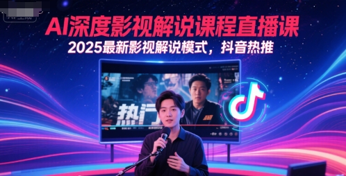 AI深度影视解说课程直播课,2025最新影视解说模式,抖音热推