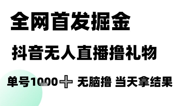 全网首发掘金抖音无人直播撸礼物，单号1k +无脑撸，当天拿结果【揭秘】-知微分享