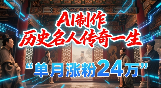暴力起号！用AI制作历史名人传奇一生，单月涨粉24W，涨粉+变现赛道黑马来了-知微分享