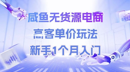 咸鱼无货源电商，高客单价玩法，新手1个月入门-知微分享