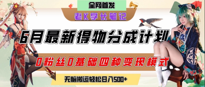 6月份最新得物创作者分成计划2.0玩法,0粉丝0基础四种模式变现,从隐蔽渠道无脑搬运,日入2张