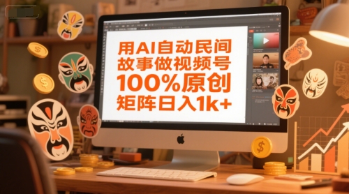 用AI自动民间故事做视频号，100%原创，矩阵日入1k+-知微分享