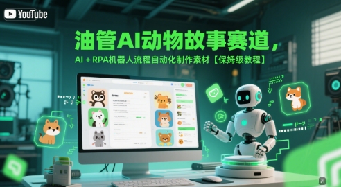 油管AI动物故事赛道，AI+RPA机器人流程自动化制作素材【保姆级教程】-知微分享
