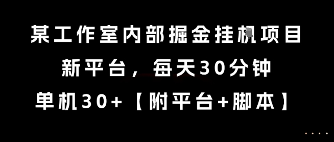 某工作室内部掘金挂G项目，新平台，每天30分钟，单机30+【揭秘】-知微分享