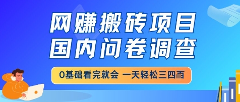 网创搬砖项目,国内问卷调查,小白轻松上手,一天三四张的也不难,干就完了【揭秘】-知微分享