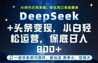 DeepSeek+头条变现,保姆级教学,小白轻松上手,日入8张+【揭秘】-知微分享