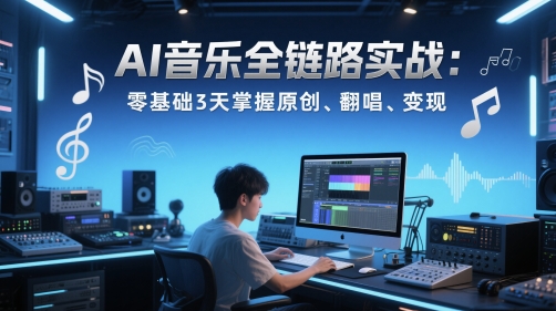 AI音乐全链路实战变现课：零基础3天掌握原创、翻唱、变现-知微分享