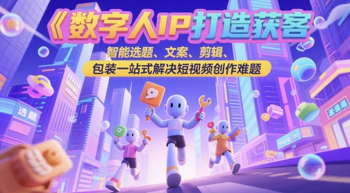 数字人IP打造获客变现实操课，智能选题、文案、剪辑、包装一站式解决短视频创作难题-知微分享