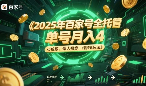 2025年百家号全托管，单号月入4-5位数，懒人福音，纯挂G玩法【揭秘】-知微分享