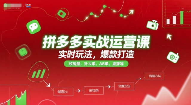 拼多多实战运营课，实时玩法，爆款打造，改销量，补大单，AB单，直播等（更新2025月）-知微分享