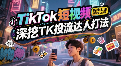 TikTok短视频带货线上课，深挖TK投流达人打法-知微分享