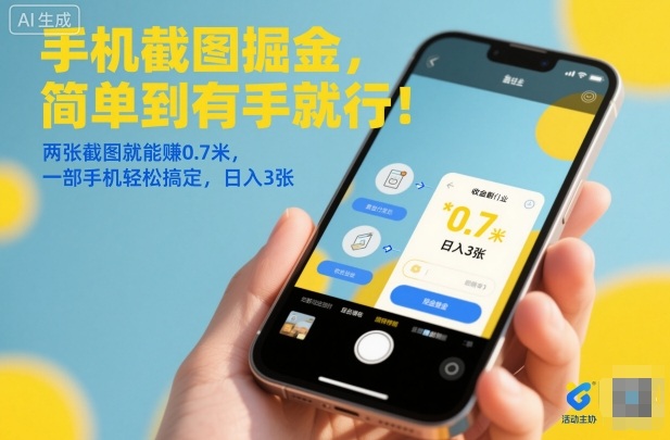 手机截图掘金,简单到有手就行!两张截图就能賺0.7米,一部手机轻松搞定,日入3张【揭秘】-知微分享